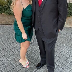 She + Sky Green Satin Dress